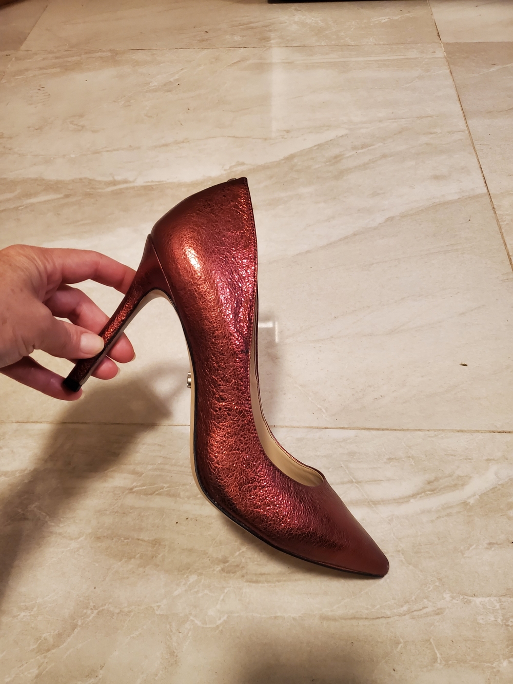 Sam Edelman Metallic Burgundy Pointed-Toe Pump